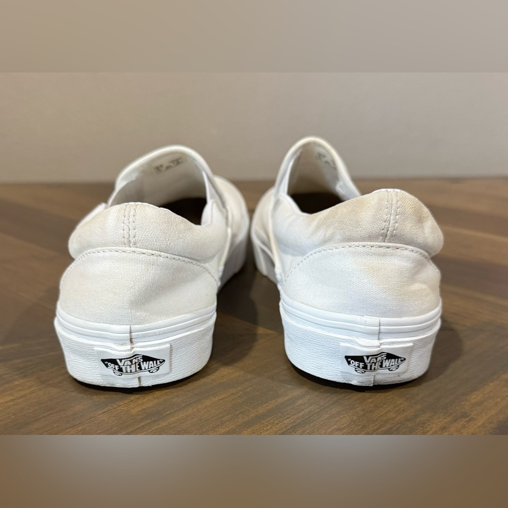 Vans Shoes Womens 9.5/Mens 8 Classic True White Canvas Slip On Sneakers - Picture 5 of 10